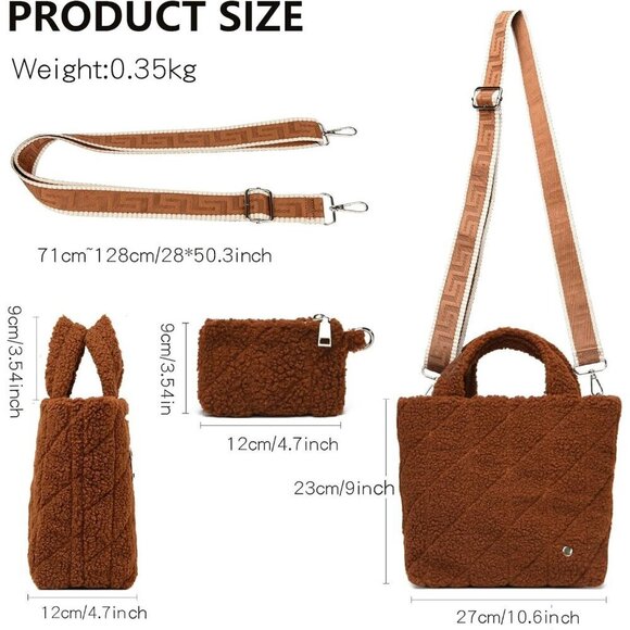 ✨ Myhozee Crossbody Bags Women White Small Sherpa Flurry Quilted Winter Handbags - Picture 4 of 6